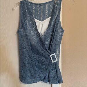Elegant Lace Wrap Top with Rhinestone Buckle